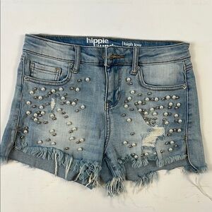 Hippie Laundry Light Blue Embellished Jean Shorts